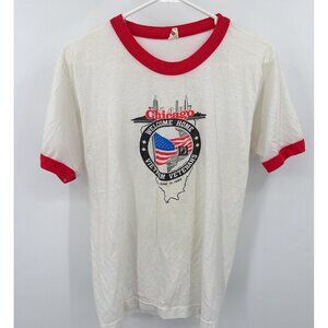 Vintage Screen Stars Vietnam War Chicago Welcome T-Shirt  Sz L SEE‎ MEASUREMENTS
